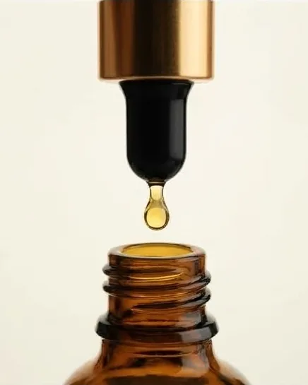 A dropper held over the open bottle.