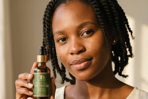 A portrait with the bottle held at the shoulder.